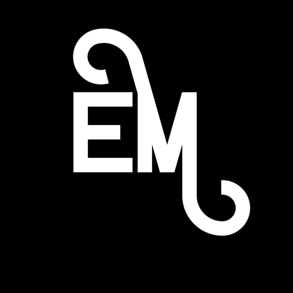 em lettera logo design su sfondo nero. em creative iniziali lettera logo concept. em disegno della lettera. design di lettere bianche su sfondo nero. em, em logo vettore