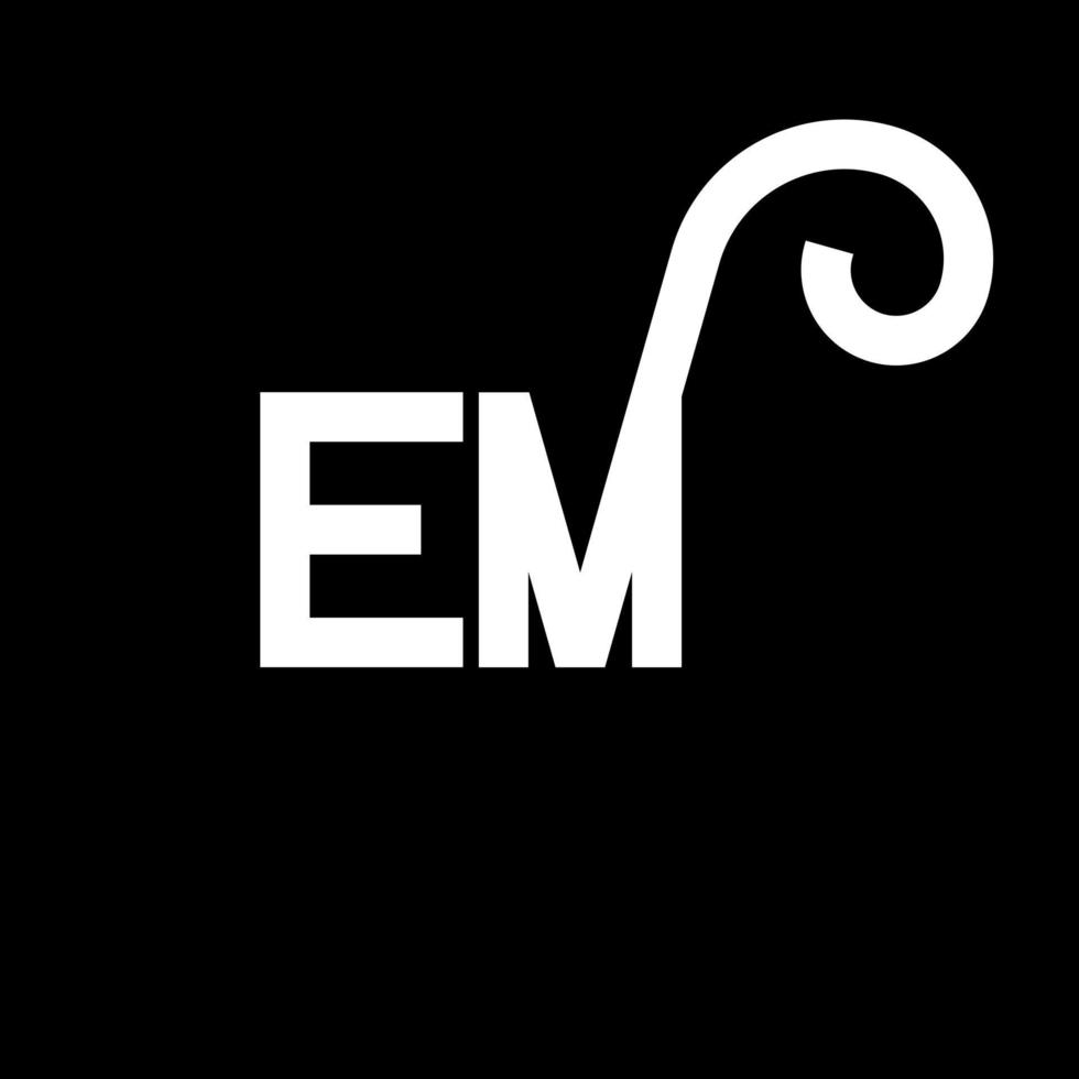 em lettera logo design su sfondo nero. em creative iniziali lettera logo concept. em disegno della lettera. design di lettere bianche su sfondo nero. em, em logo vettore