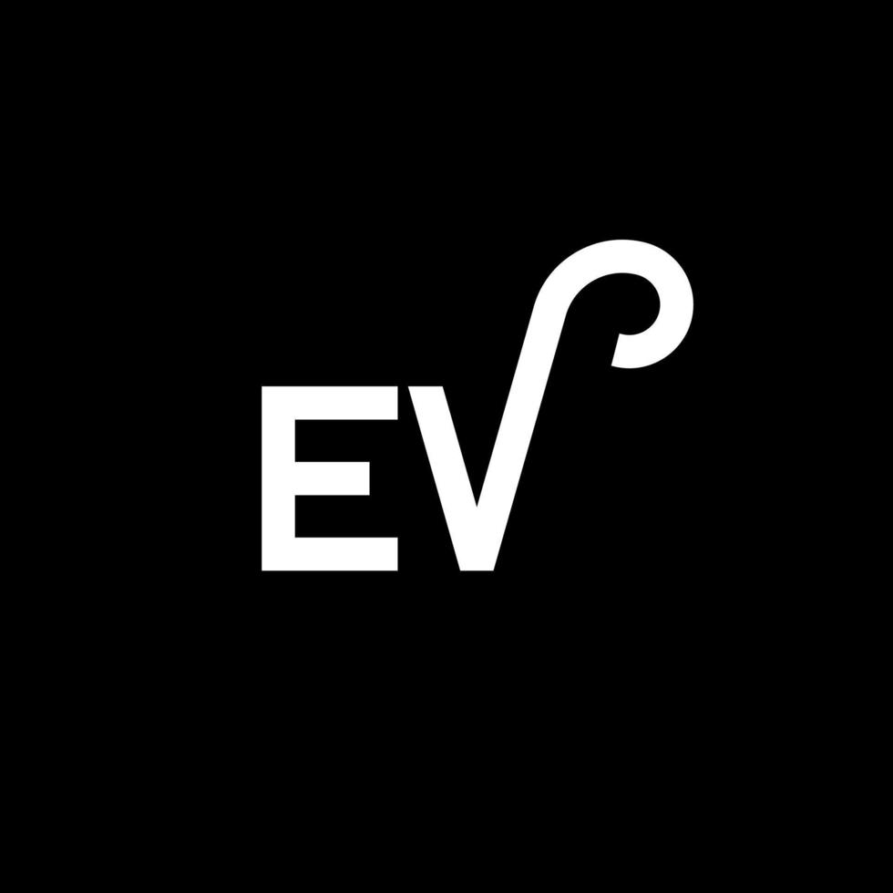 ev lettera logo design su sfondo nero. ev creative iniziali lettera logo concept. design della lettera ev. ev bianco lettera design su sfondo nero. ev, ev logo vettore
