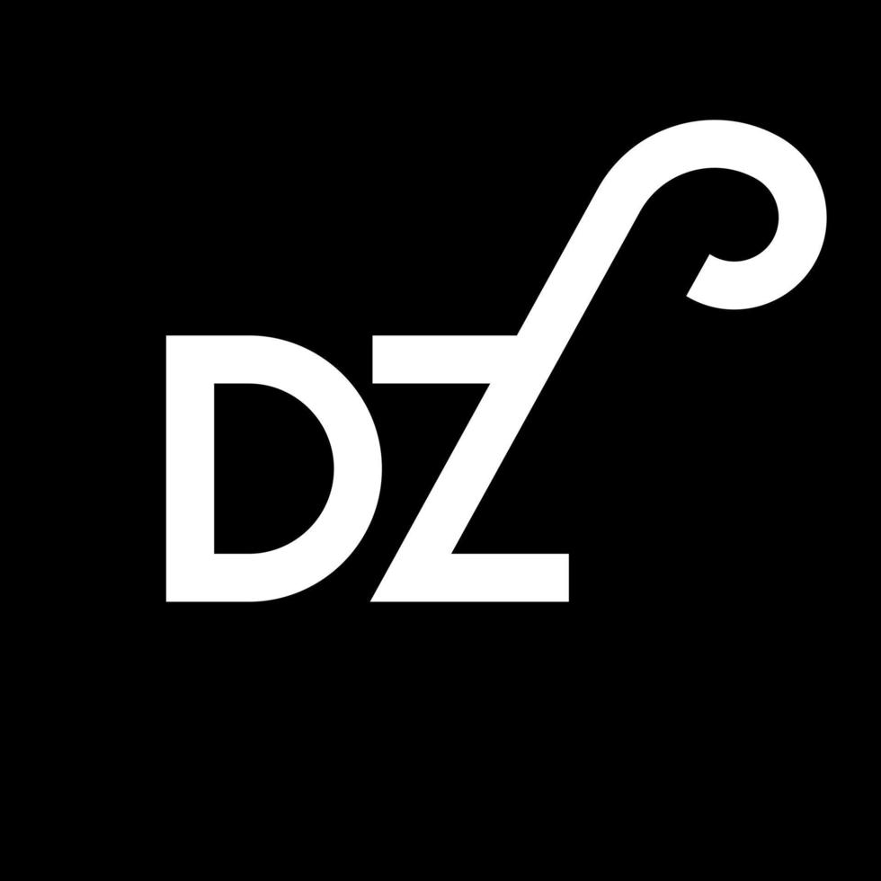 dz lettera logo design su sfondo nero. dz creative iniziali lettera logo concept. disegno della lettera dz. dz bianco lettera design su sfondo nero. dz, dz logo vettore