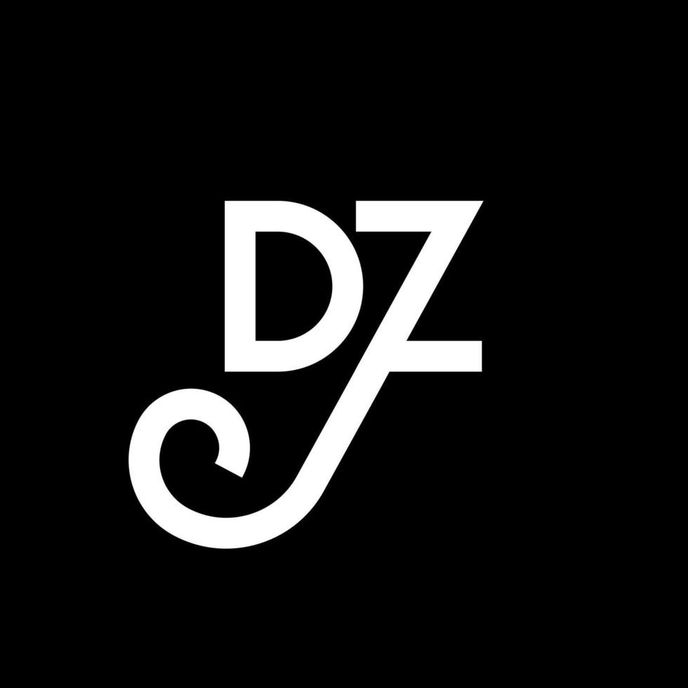 dz lettera logo design su sfondo nero. dz creative iniziali lettera logo concept. disegno della lettera dz. dz bianco lettera design su sfondo nero. dz, dz logo vettore