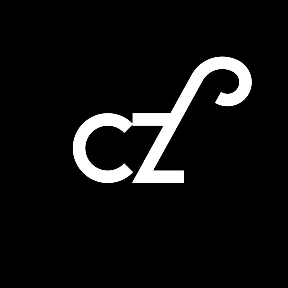 cz lettera logo design su sfondo nero. cz creative iniziali lettera logo concept. cz disegno della lettera. cz bianco lettera design su sfondo nero. cz, cz logo vettore