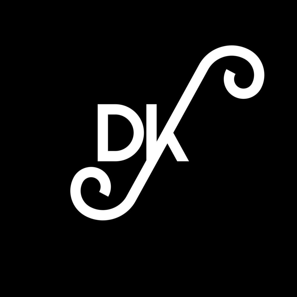 dk lettera logo design su sfondo nero. dk creative iniziali lettera logo concept. disegno della lettera dk. dk bianco lettera design su sfondo nero. dk, dk logo vettore