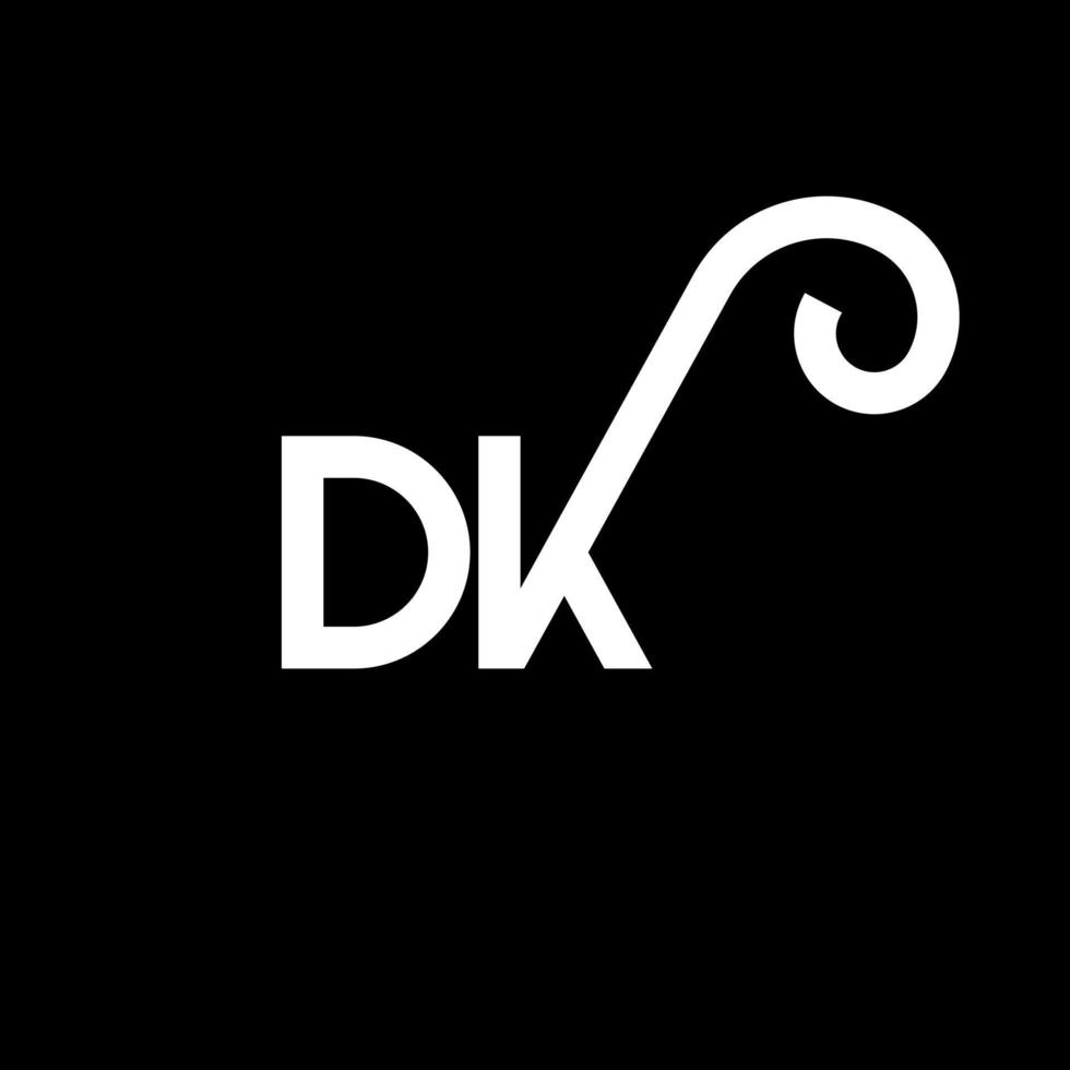 dk lettera logo design su sfondo nero. dk creative iniziali lettera logo concept. disegno della lettera dk. dk bianco lettera design su sfondo nero. dk, dk logo vettore