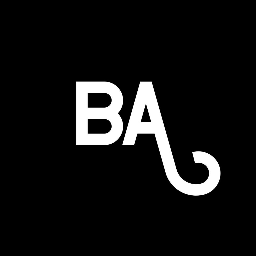 ba lettera logo design su sfondo nero. ba creative iniziali lettera logo concept. disegno della lettera ba. ba bianco lettera design su sfondo nero. ba, ba logo vettore