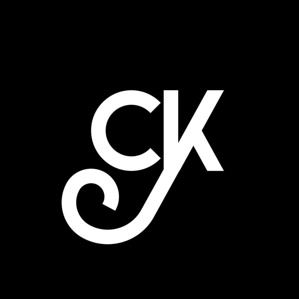 ck lettera logo design su sfondo nero. ck creative iniziali lettera logo concept. ck disegno della lettera. ck disegno della lettera bianca su sfondo nero. ck, ck logo vettore