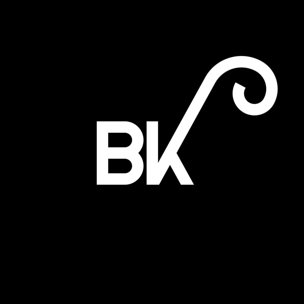 bk lettera logo design su sfondo nero. bk creative iniziali lettera logo concept. disegno della lettera bk. bk bianco lettera design su sfondo nero. bk, bk logo vettore