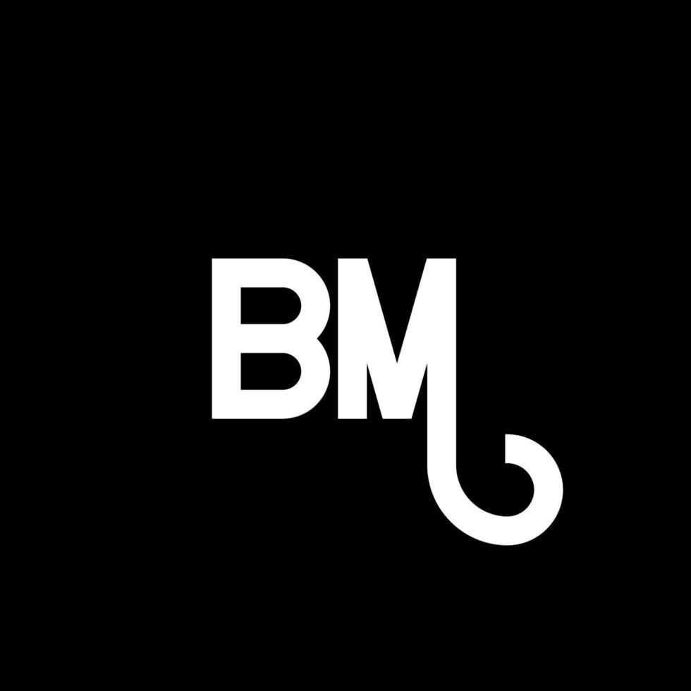 design del logo della lettera bm su sfondo nero. bm creative iniziali lettera logo concept. disegno della lettera bm. bm bianco lettera design su sfondo nero. bm, bm logo vettore