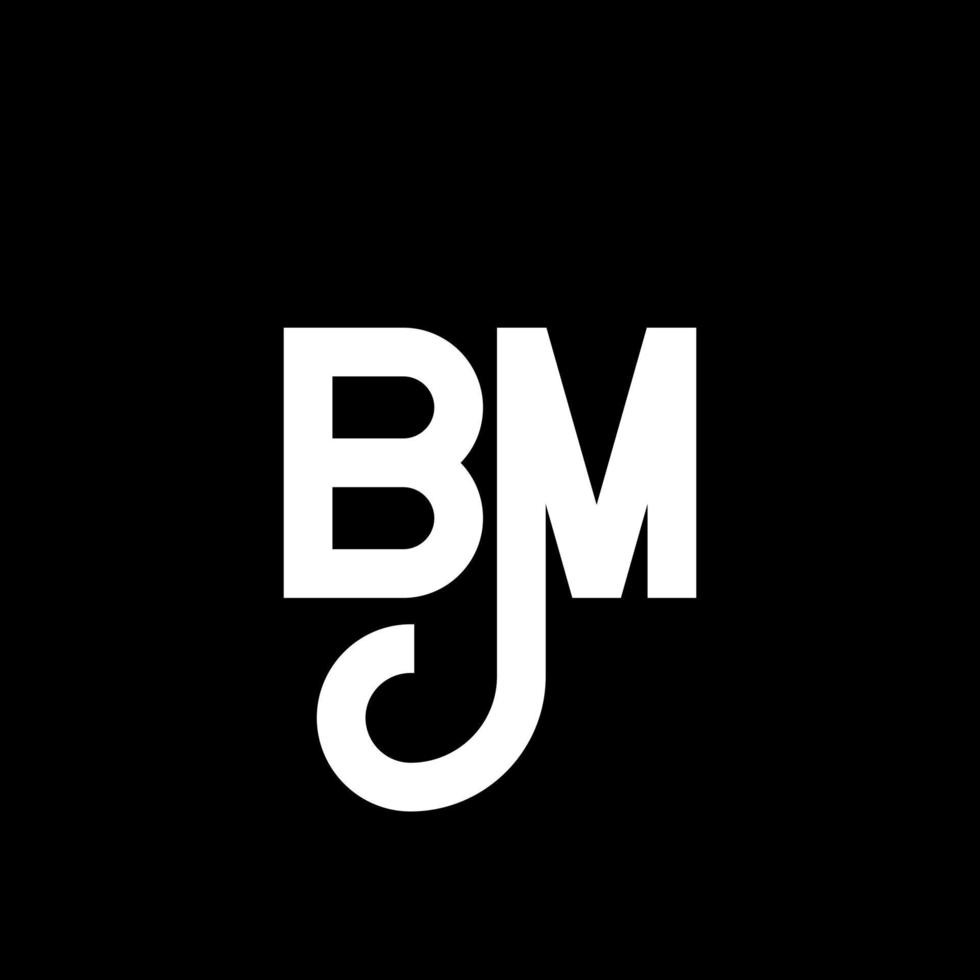 design del logo della lettera bm su sfondo nero. bm creative iniziali lettera logo concept. disegno della lettera bm. bm bianco lettera design su sfondo nero. bm, bm logo vettore