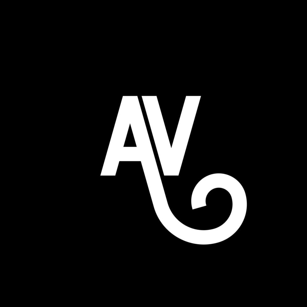 av lettera logo design su sfondo nero. av creative iniziali lettera logo concept. disegno della lettera av. av bianco lettera design su sfondo nero. av, av logo vettore