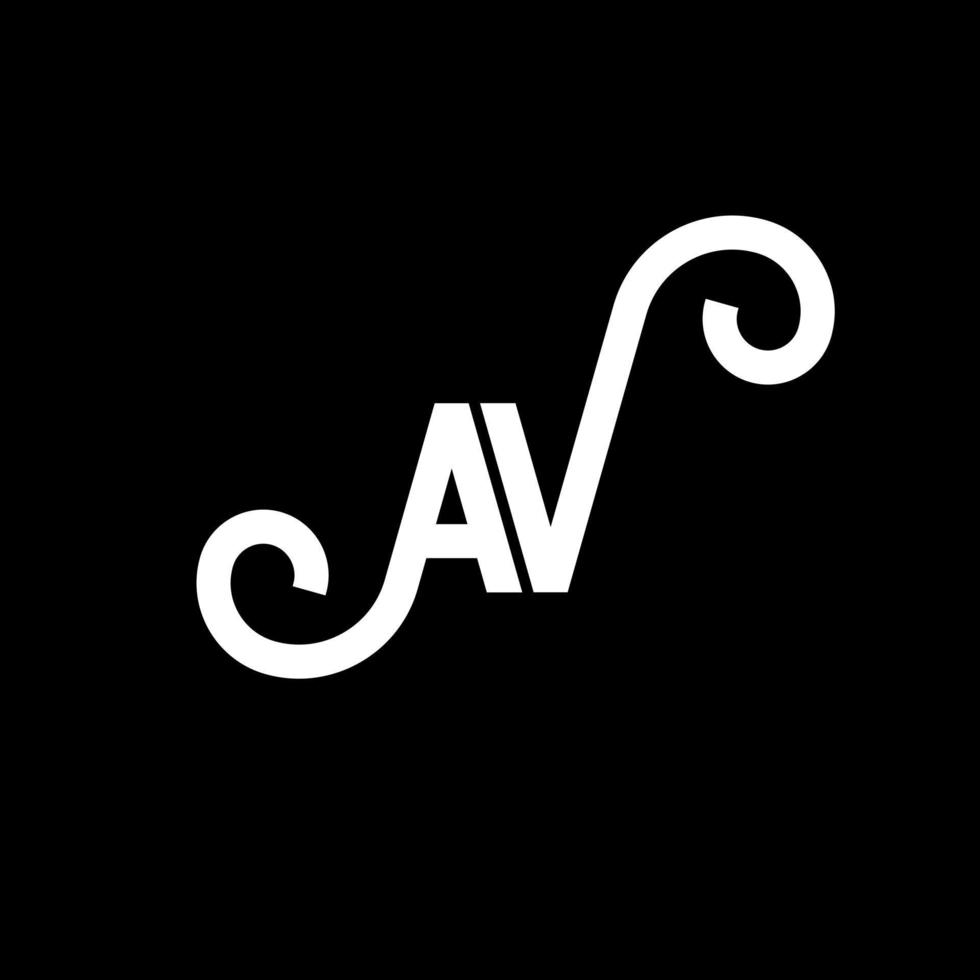 av lettera logo design su sfondo nero. av creative iniziali lettera logo concept. disegno della lettera av. av bianco lettera design su sfondo nero. av, av logo vettore