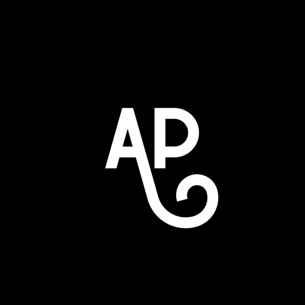 ap lettera logo design su sfondo nero. ap creative iniziali lettera logo concept. disegno della lettera ap. ap bianco lettera design su sfondo nero. ap, ap logo vettore