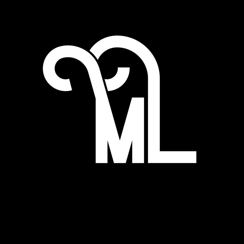 disegno del logo della lettera ml. lettere iniziali ml logo icona. modello di progettazione logo minimal lettera astratta ml. ml lettera disegno vettoriale con colori neri. logo ml