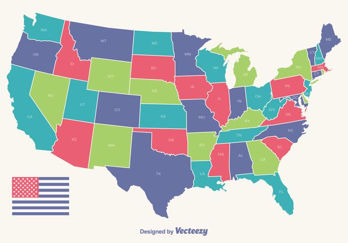 mappa di contorno vettoriale usa