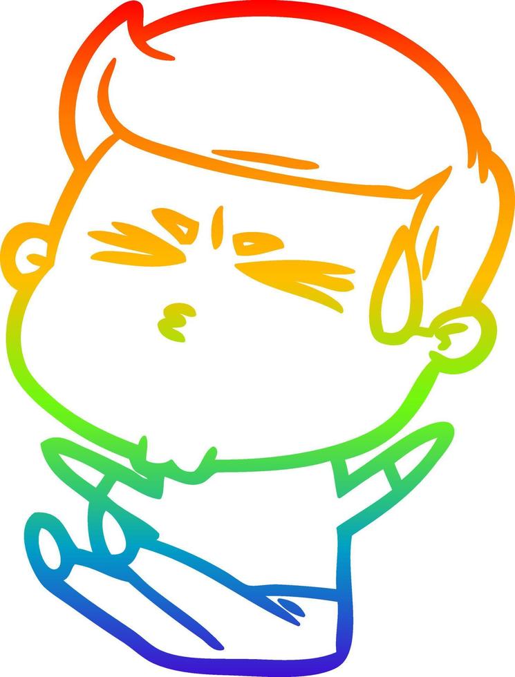 arcobaleno gradiente linea disegno cartone animato uomo sudorazione vettore