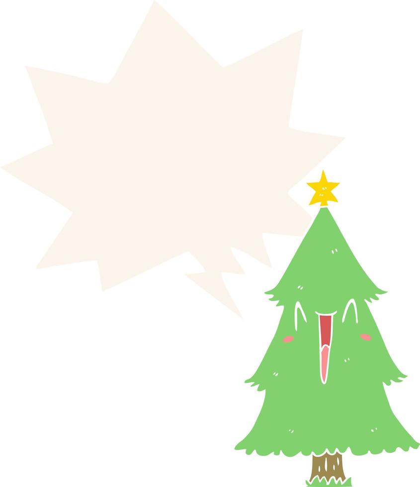 albero di Natale del fumetto e fumetto in stile retrò vettore