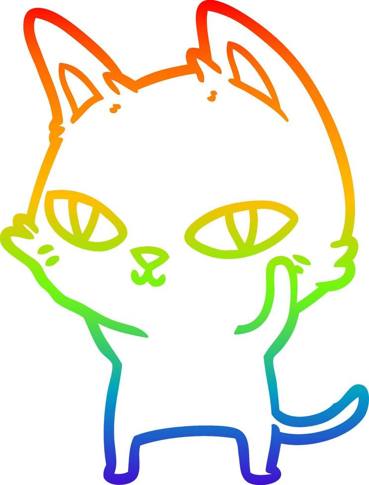 arcobaleno gradiente disegno gatto cartone animato con occhi luminosi vettore