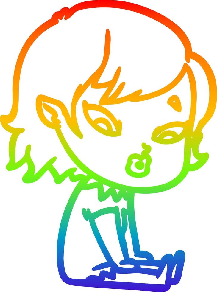 arcobaleno gradiente linea disegno carino cartone animato vampiro ragazza vettore