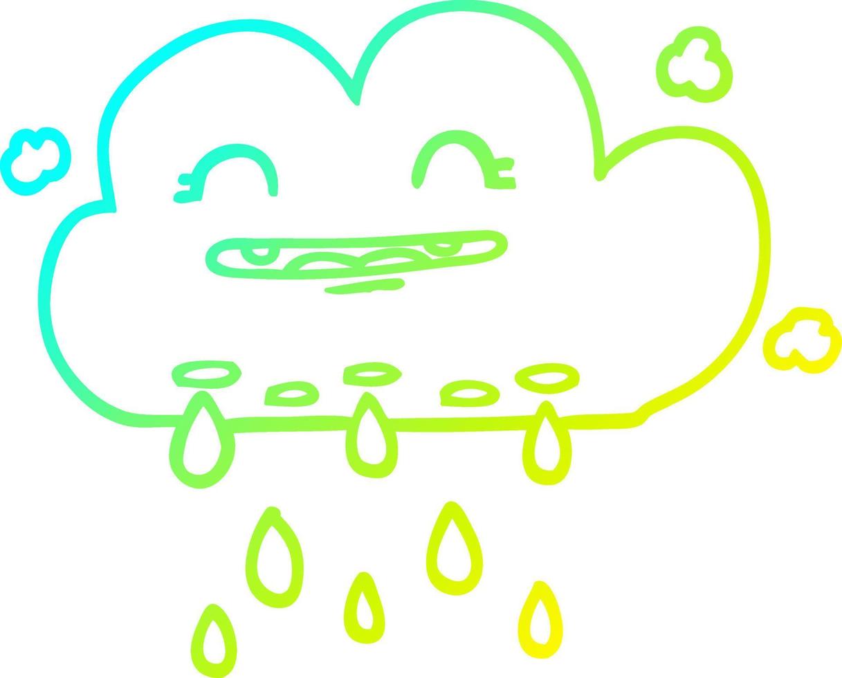 nuvola di pioggia del fumetto di disegno a tratteggio a gradiente freddo vettore