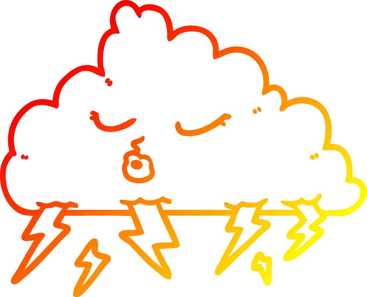 nuvola temporalesca del fumetto del disegno della linea a gradiente caldo vettore