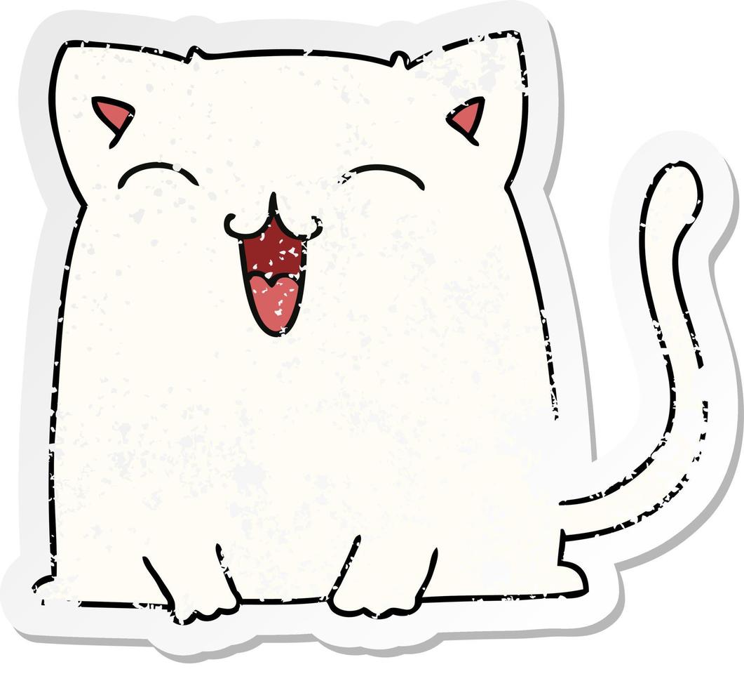 adesivo angosciato di un eccentrico gatto dei cartoni animati disegnato a mano vettore