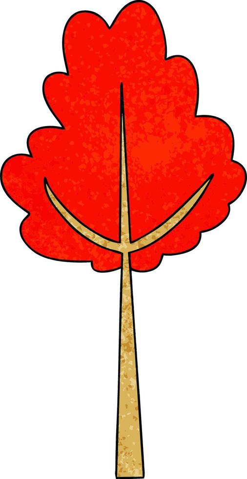 albero di cartone animato stravagante disegnato a mano in autunno vettore