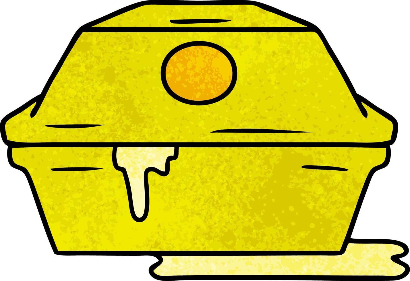doodle cartone animato strutturato di un contenitore per hamburger fast food vettore
