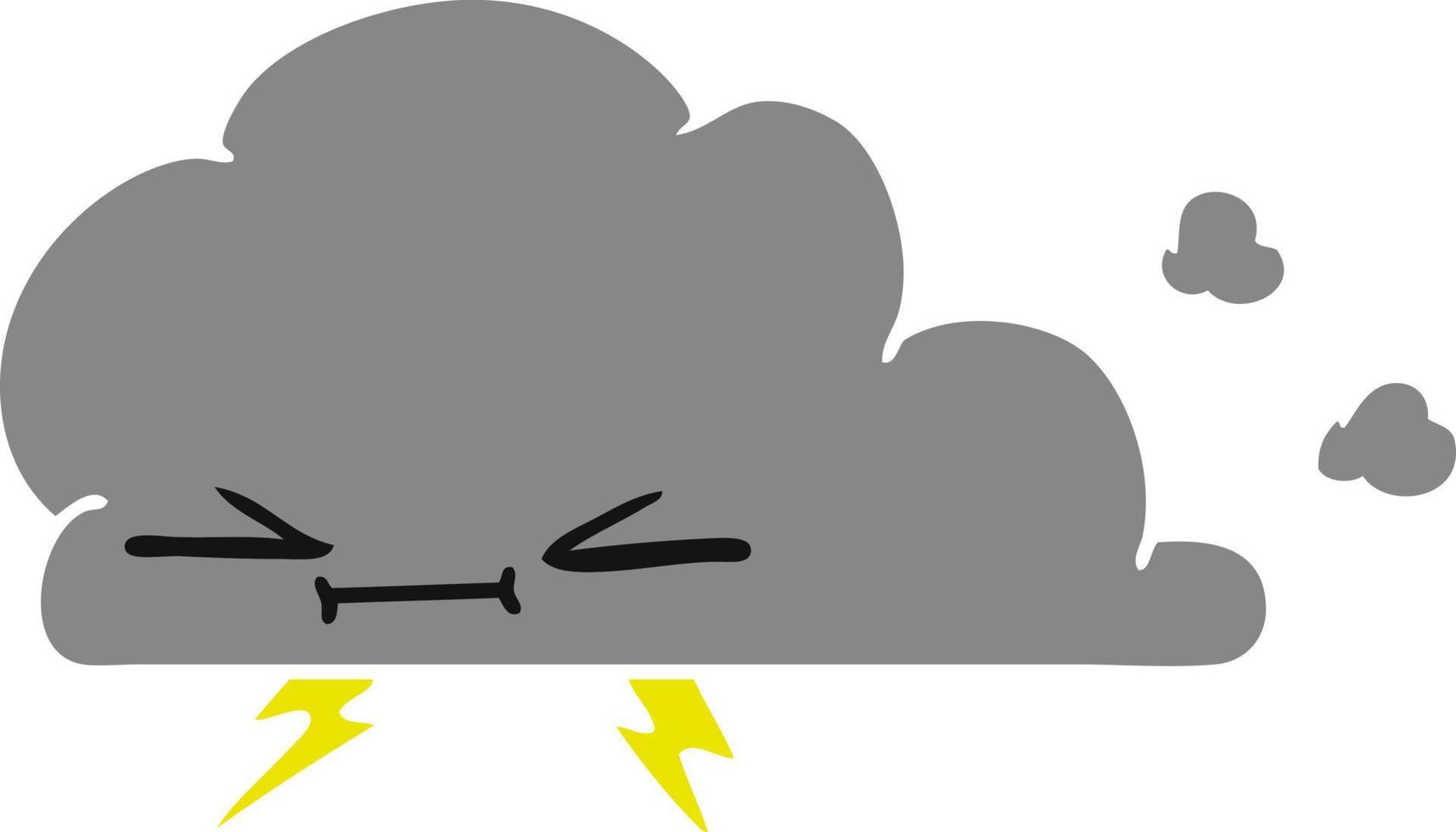 cartone animato di una nuvola di alleggerimento scontroso vettore