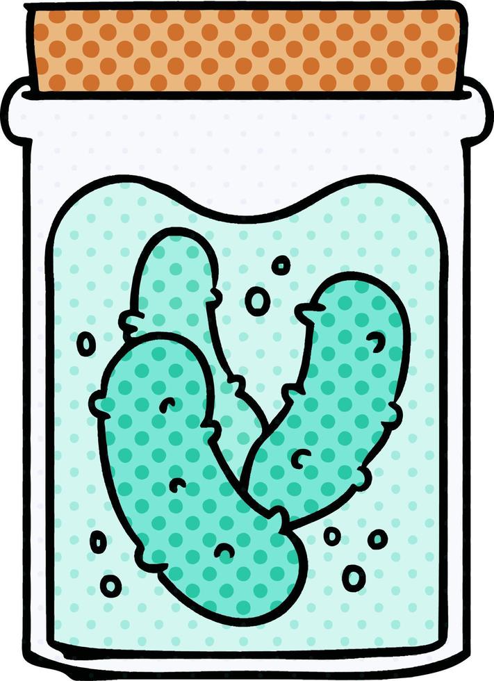 barattolo di doodle del fumetto di cetriolini sottaceto vettore