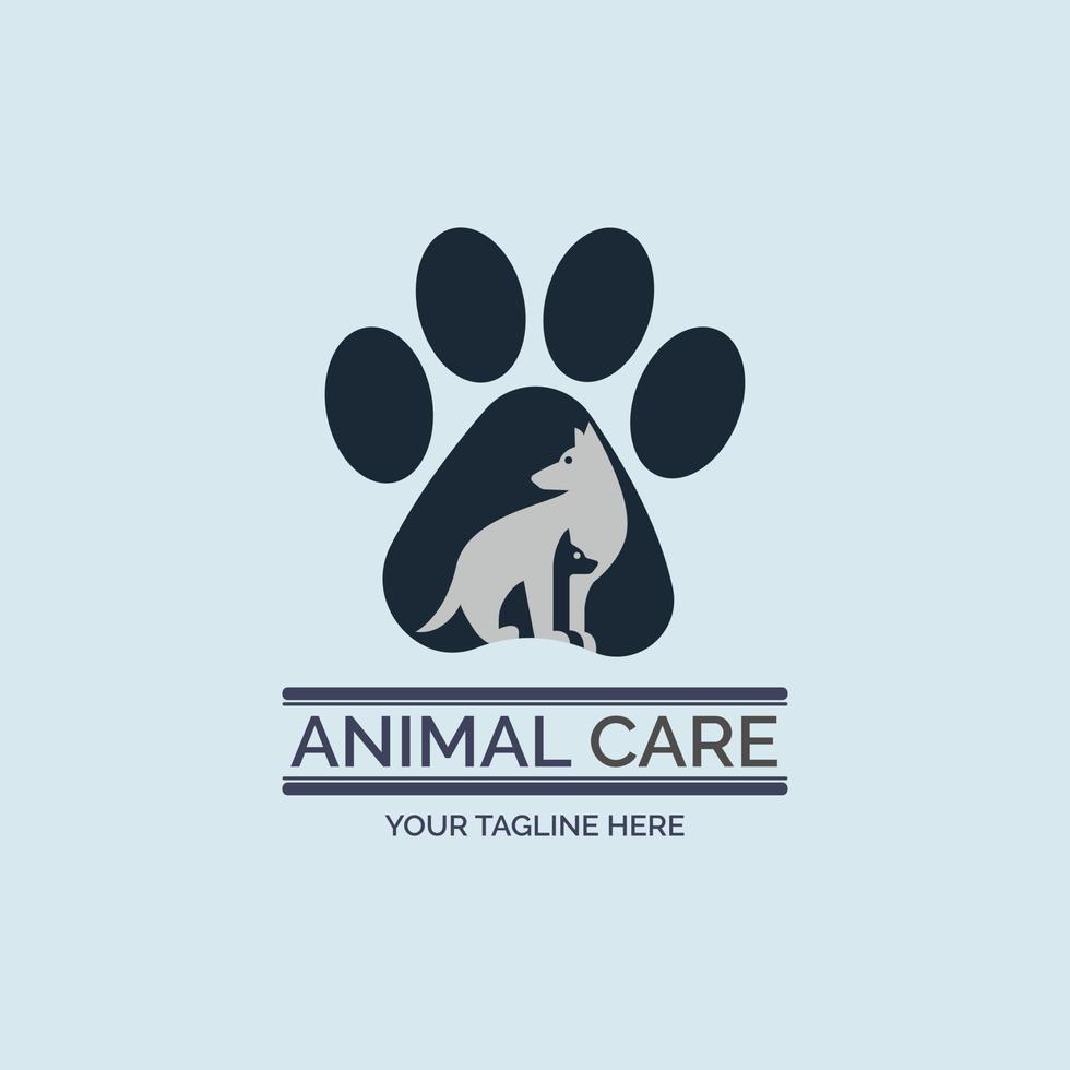 la cura degli animali adotta e salva il modello di progettazione del logo per la cura del negozio di animali per il marchio o l'azienda e altro vettore