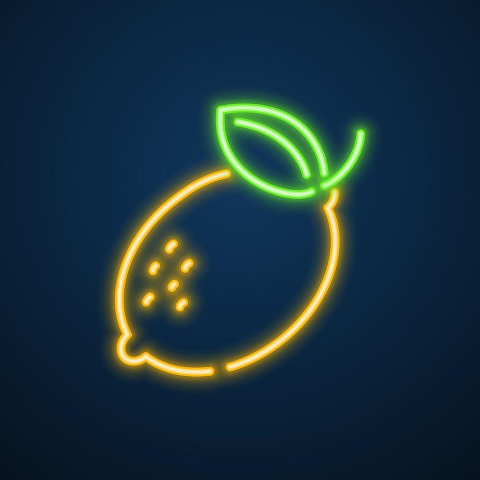vettore dell'insegna al neon dell'icona della frutta del limone