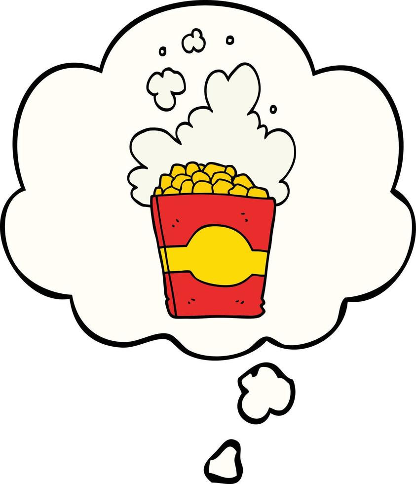 fumetto popcorn e bolla di pensiero vettore