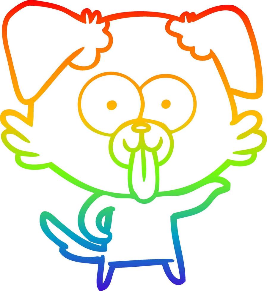 arcobaleno gradiente disegno cane cartone animato con la lingua fuori vettore