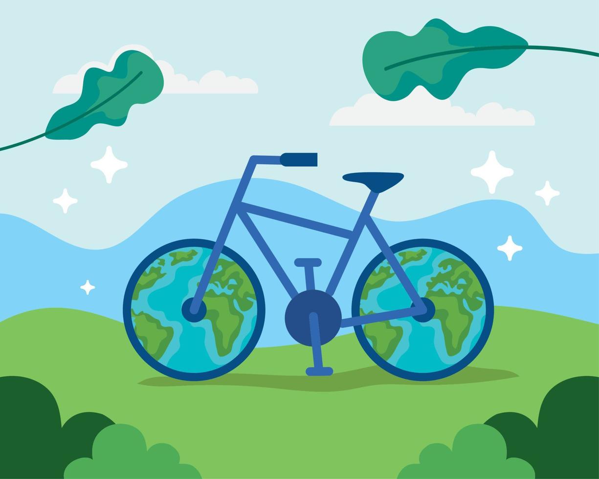 poster del giorno senza auto con bici ecologica vettore