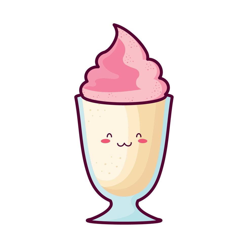 personaggio dei fumetti kawaii milkshake vettore