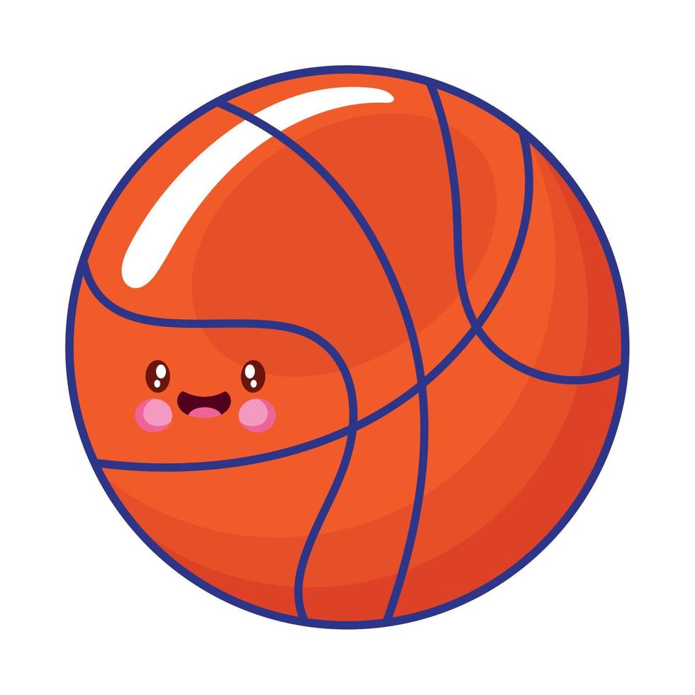 pallone sportivo da basket kawaii vettore