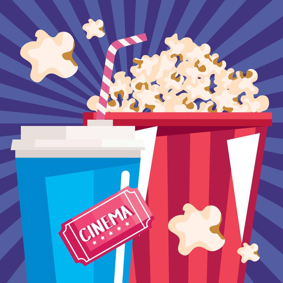 pop corn e bibite al cinema vettore