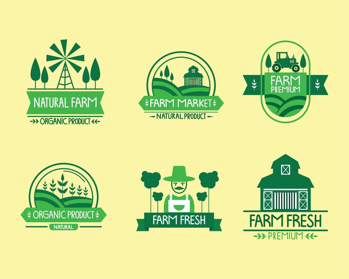 sei francobolli di prodotti agricoli vettore