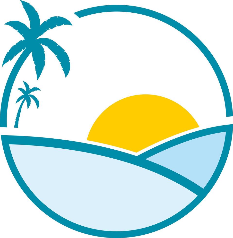 vettore del logo dell'illustrazione delle onde dell'oceano del paesaggio marino