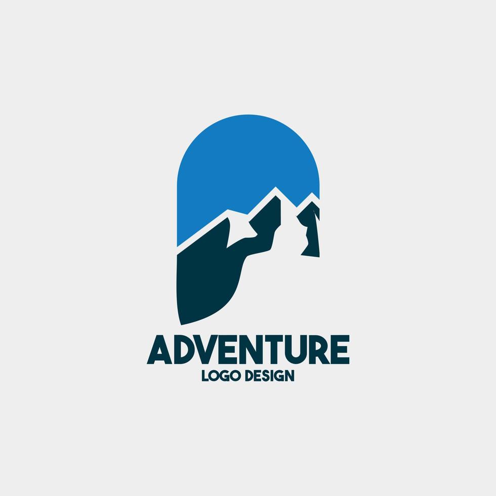 disegno vettoriale dell'illustrazione del logo dell'avventura in montagna