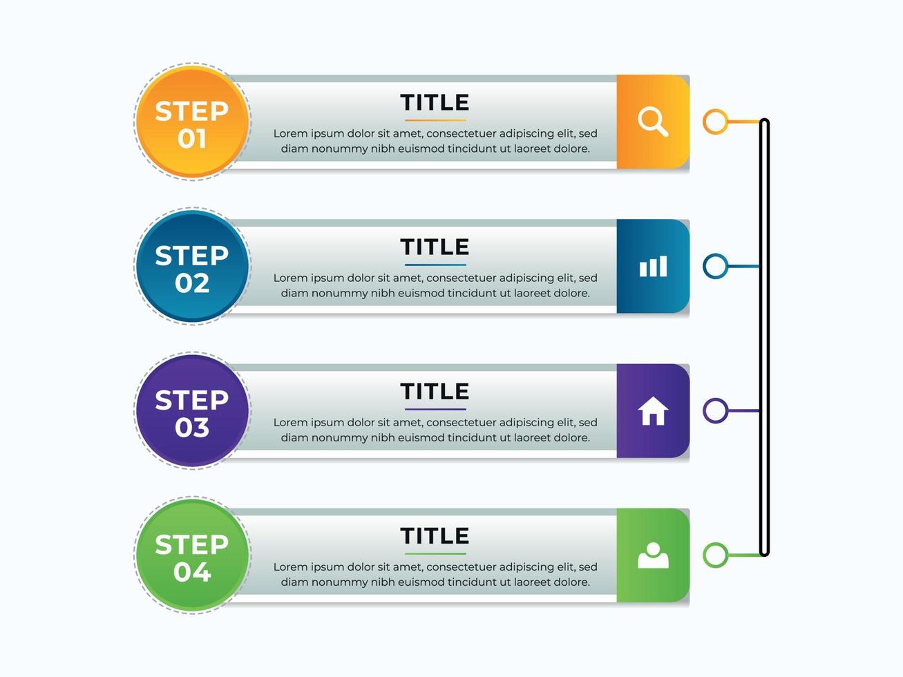 modello di progettazione vettoriale 3d astratto di infografica di presentazione aziendale con 4 passaggi o opzioni. può essere utilizzato per il layout del flusso di lavoro, il diagramma, il rapporto annuale, il web design, il banner creativo, il vettore di etichette