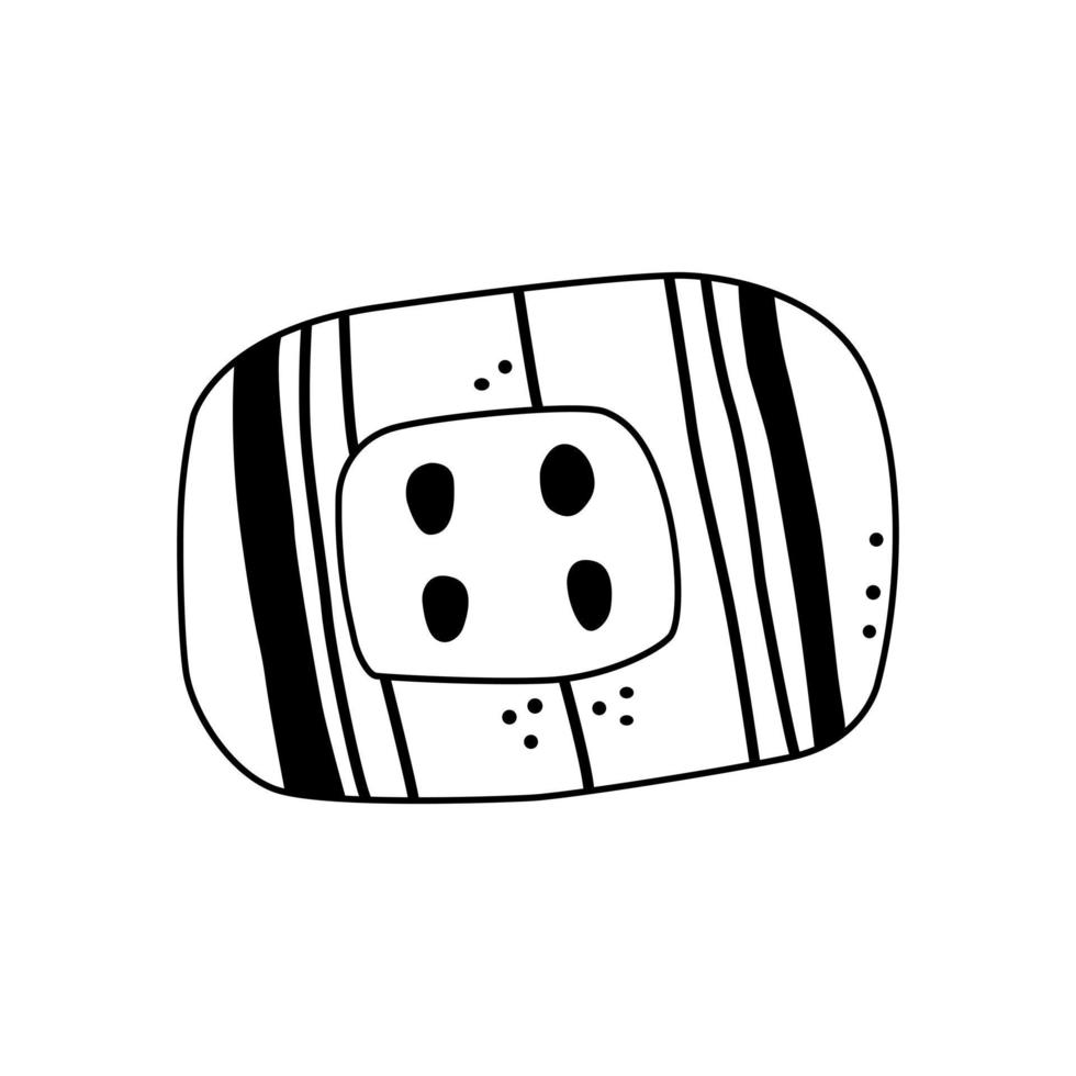 pulsante disegnato a mano per vestiti in stile doodle, illustrazione vettoriale isolata su sfondo bianco. elemento di design decorativo monocromatico contorno nero, cucito