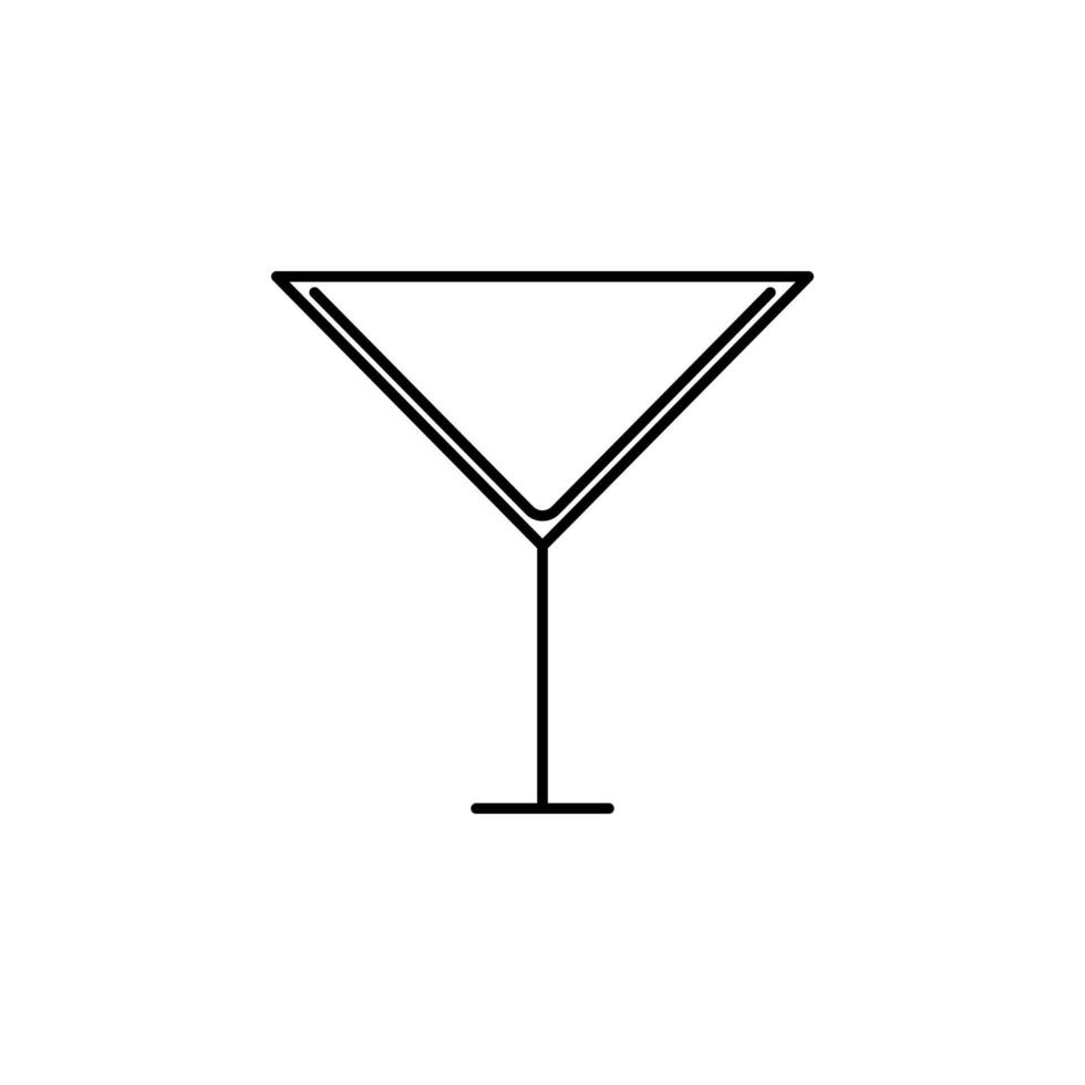 icona di bicchiere da cocktail martini. semplice, linea, silhouette e stile pulito. adatto per simbolo, segno, icona o logo vettore