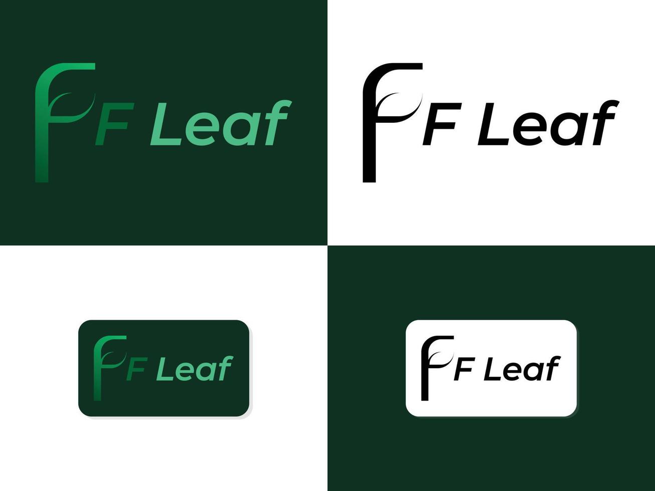 lettera f e logo foglia vettore