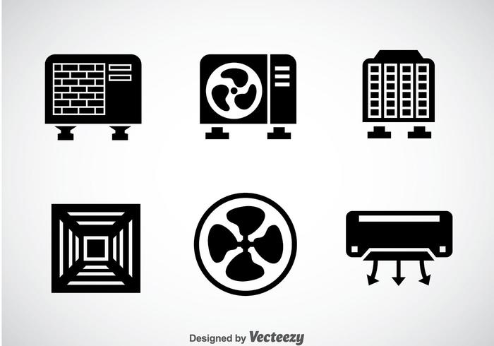 Vettore nero delle icone del sistema di HVAC
