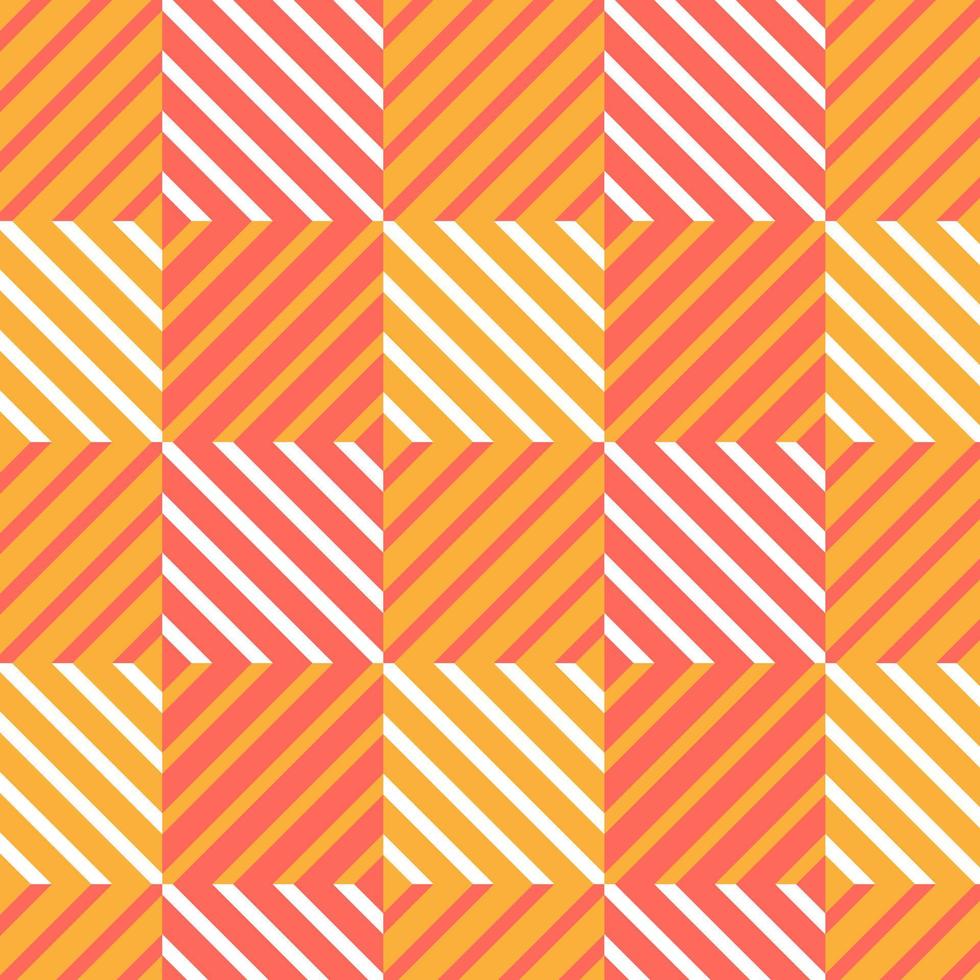 plaid senza cuciture con quadrato. modello di stampa su tessuto vettoriale. ornamento a quadretti in stile scozzese. sfondo di moquette a righe geometriche. sfondo a scacchi rosso, bianco e arancione. vettore