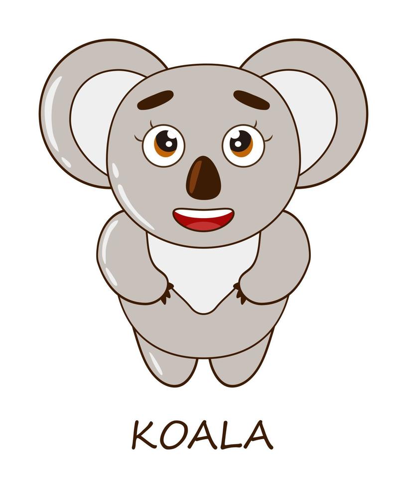 carino doodle koala orso animale, personaggio dei cartoni animati isolato su sfondo bianco. modello di scheda di memoria abete bambini. vettore