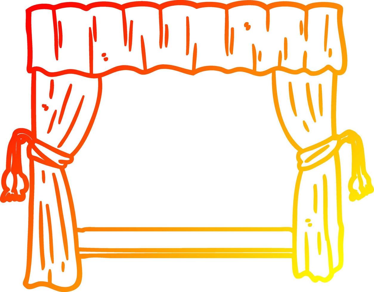 tende di disegno a linea sfumata calda che si aprono sul palco vettore