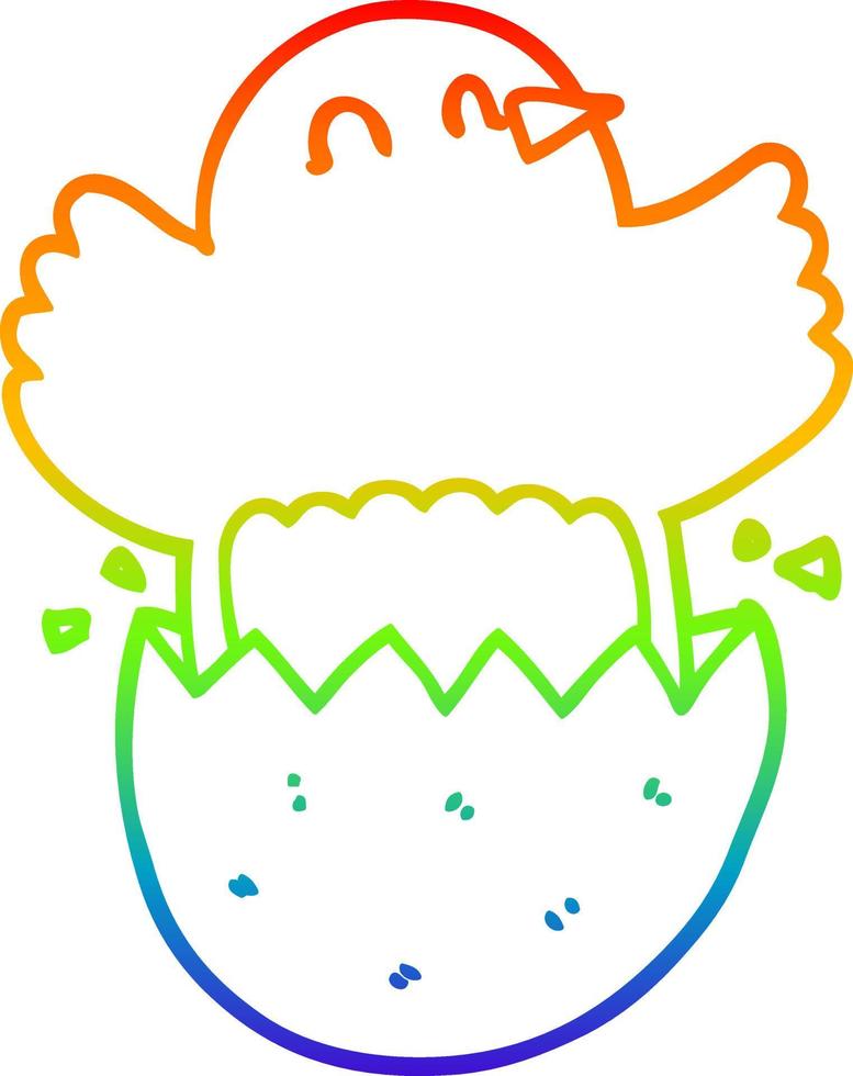 pollo da cova cartone animato disegno a tratteggio sfumato arcobaleno vettore