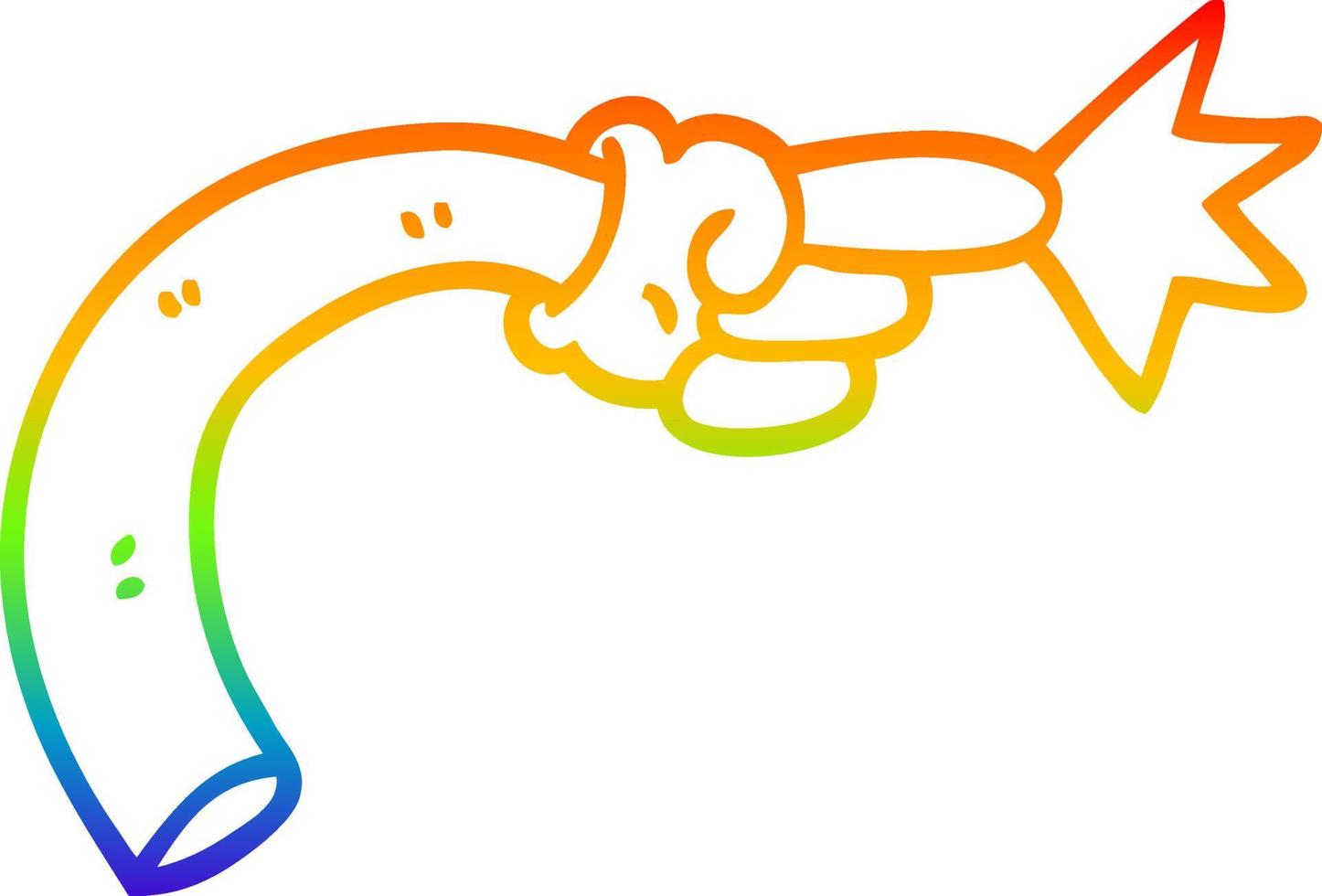 gesto del braccio del fumetto di disegno a tratteggio sfumato arcobaleno vettore